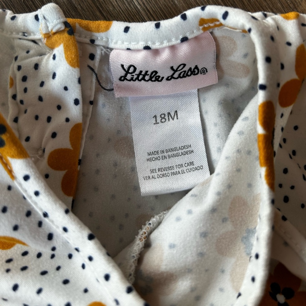 LITTLE LASS Baby Girl Short Sleeve Floral Ruffle Detail Dress - Picture 3 of 3